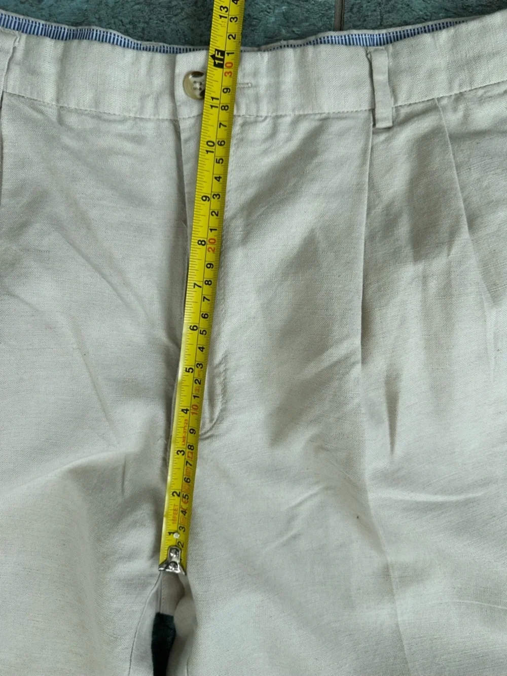 Charter Club Room Linen Blend Pants 36 X 29 Beige Pleated Cuffed Classic Fit
